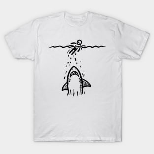 Stick Figure of a Shark in Black Ink T-Shirt